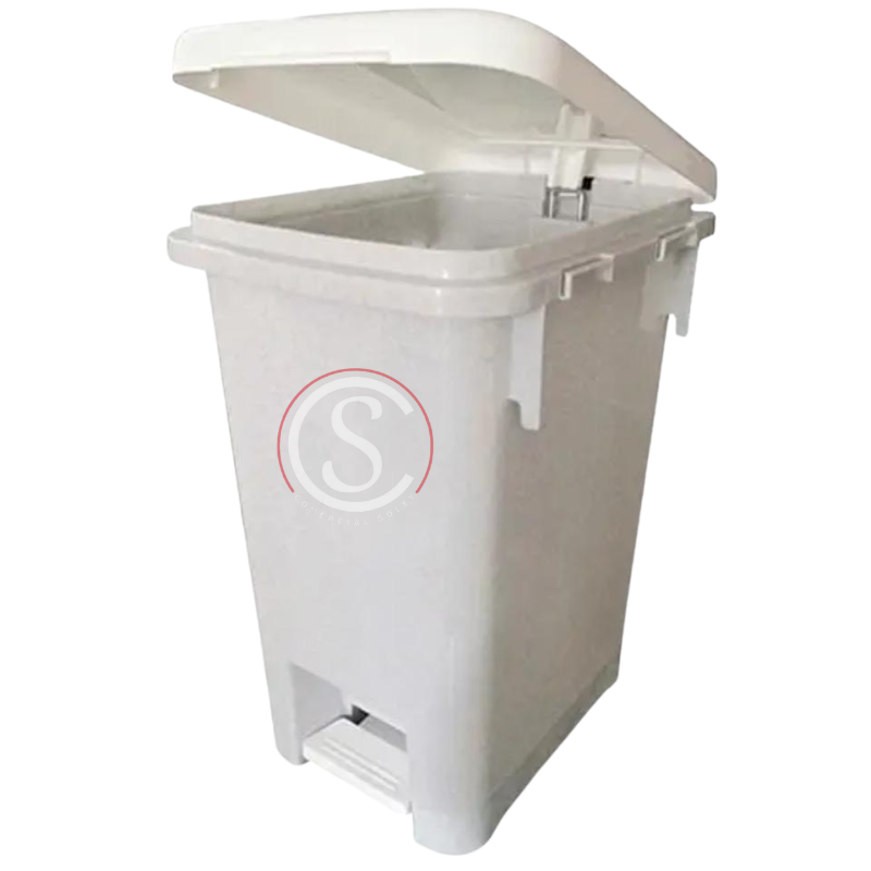Basurero plastico con tapa y pedal 45 litros Mármol