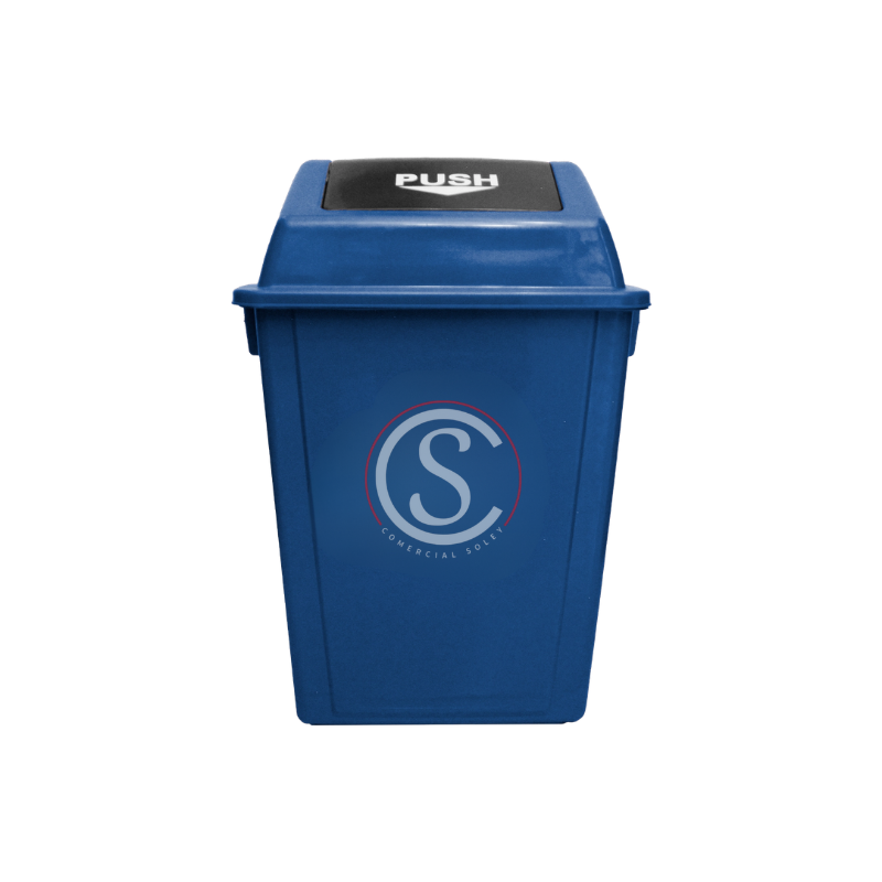 Basurero plastico tapa push 60 litros azul