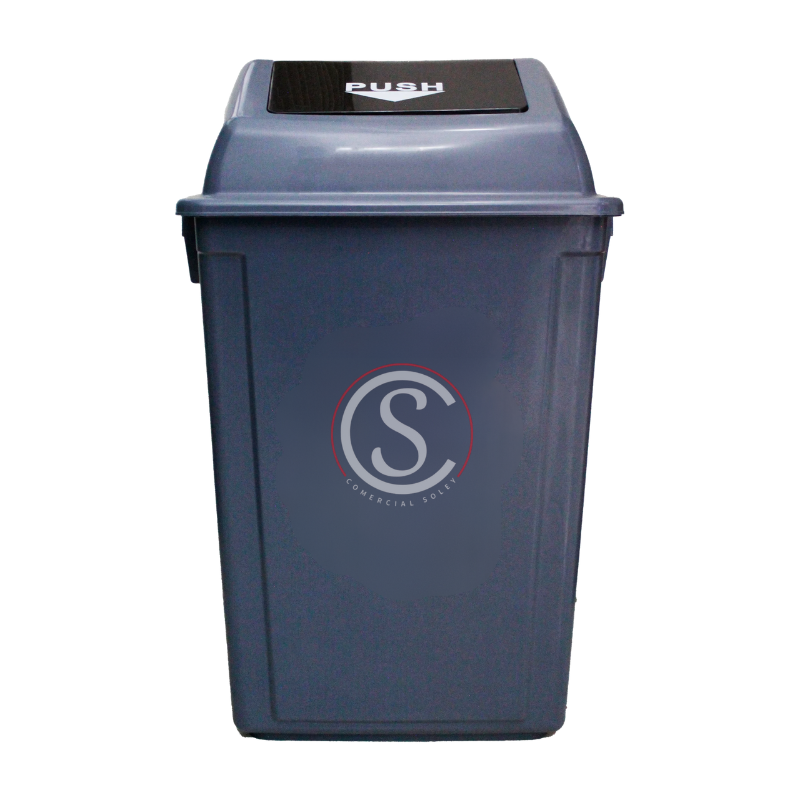 Basurero plastico tapa push 60 litros gris