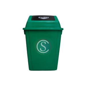 Basurero plastico tapa push 60 litros verde