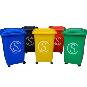 Basurero plastico con tapa y ruedas 50 litros