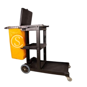 Carro porta utiles de aseo con tapa y bolsa amarilla