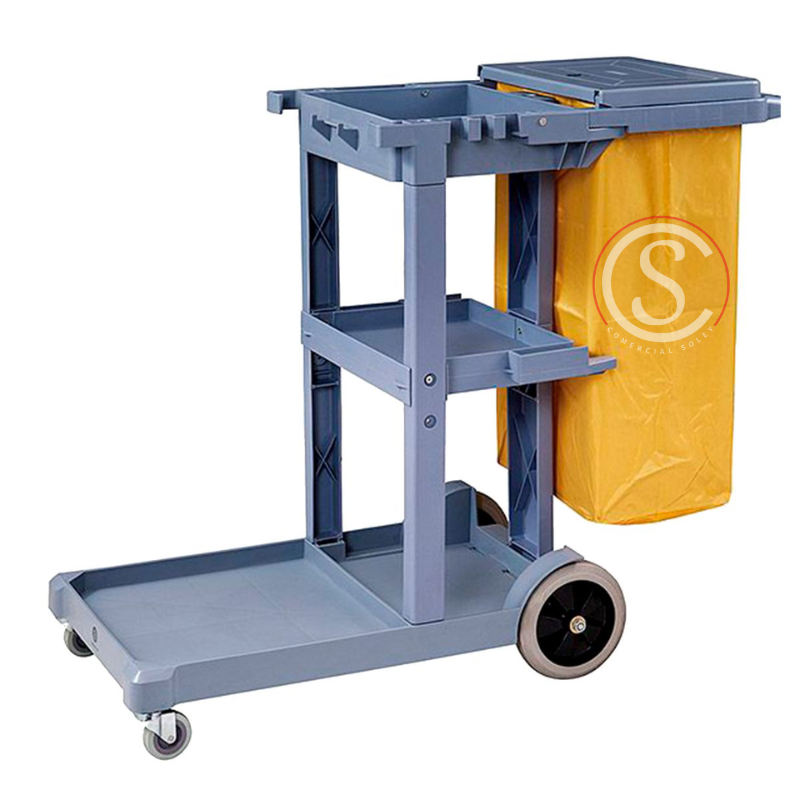 Carro porta utiles de aseo con tapa y bolsa amarilla Color Gris