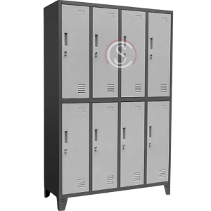 Lockers Metálico Industrial 4 cuerpos 8 puertas
