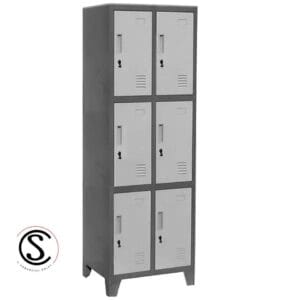 Lockers Metálico Industrial 2 cuerpos 6 puertas