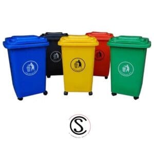 Basurero plastico con tapa y ruedas 50 litros