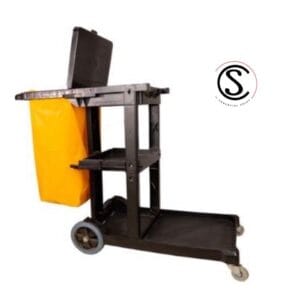 Carro porta utiles de aseo con tapa y bolsa amarilla Color Negro