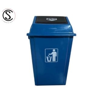 Basurero plastico tapa push 60 litros azul