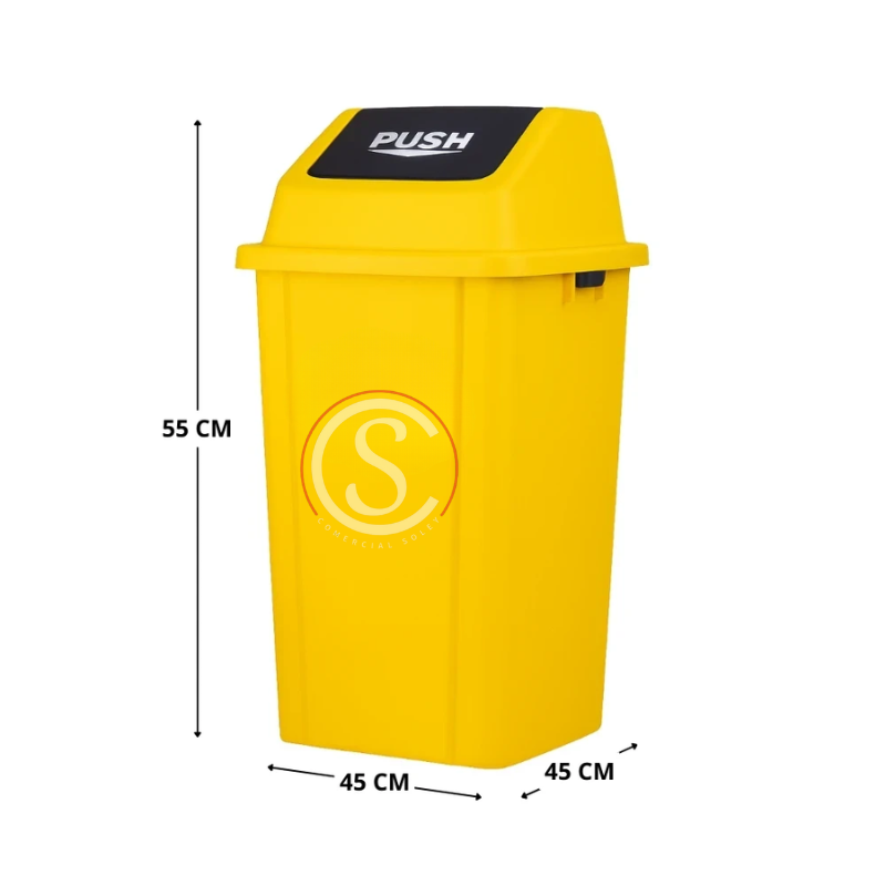 Basurero plastico tapa push 60 litros amarillo - Imagen 2