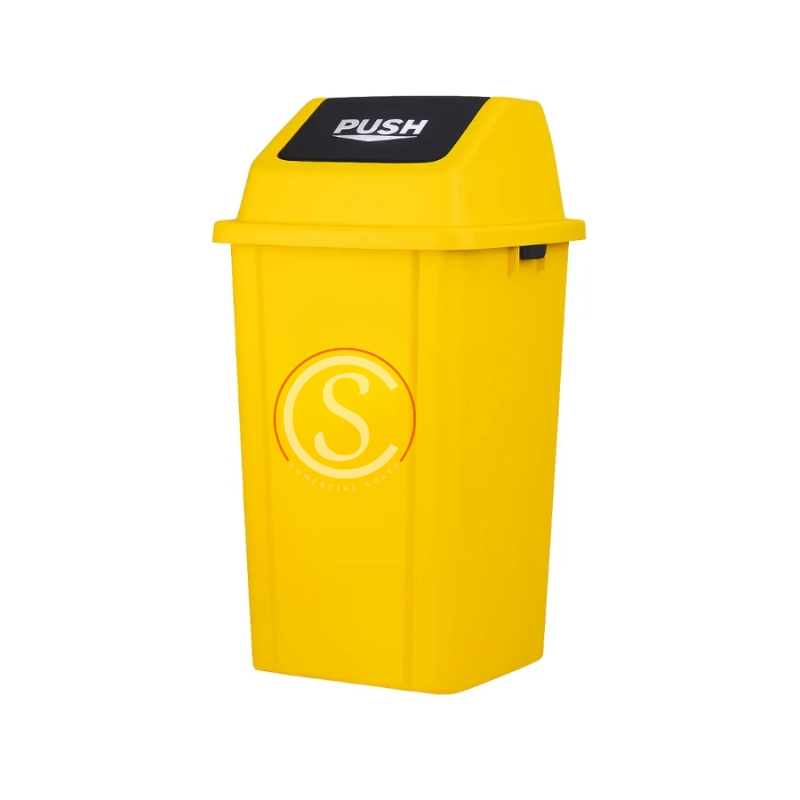Basurero plastico tapa push 60 litros amarillo