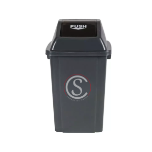 Basurero plastico tapa push 60 litros gris oscuro