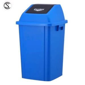 Basurero plastico tapa push 60 litros azul