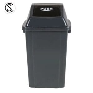 Basurero plastico tapa push 60 litros gris oscuro
