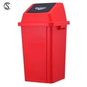 Basurero plastico tapa push 60 litros rojo