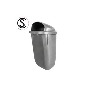 Basurero plástico 50 litros, Color Gris para pedestal o muro importado