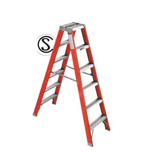 Escalera Tijera Fibra Vidrio doble acceso 6 Peldaños